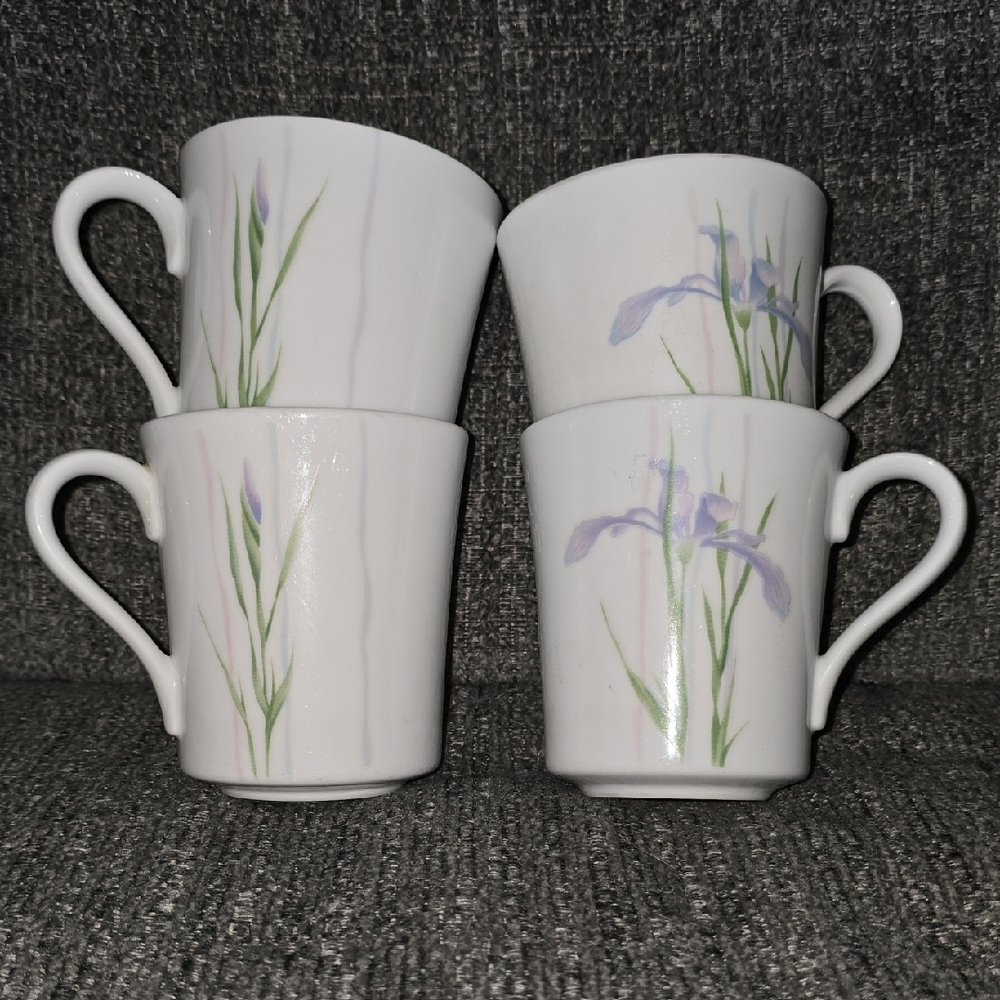 Floral White Ceramic Mug Set